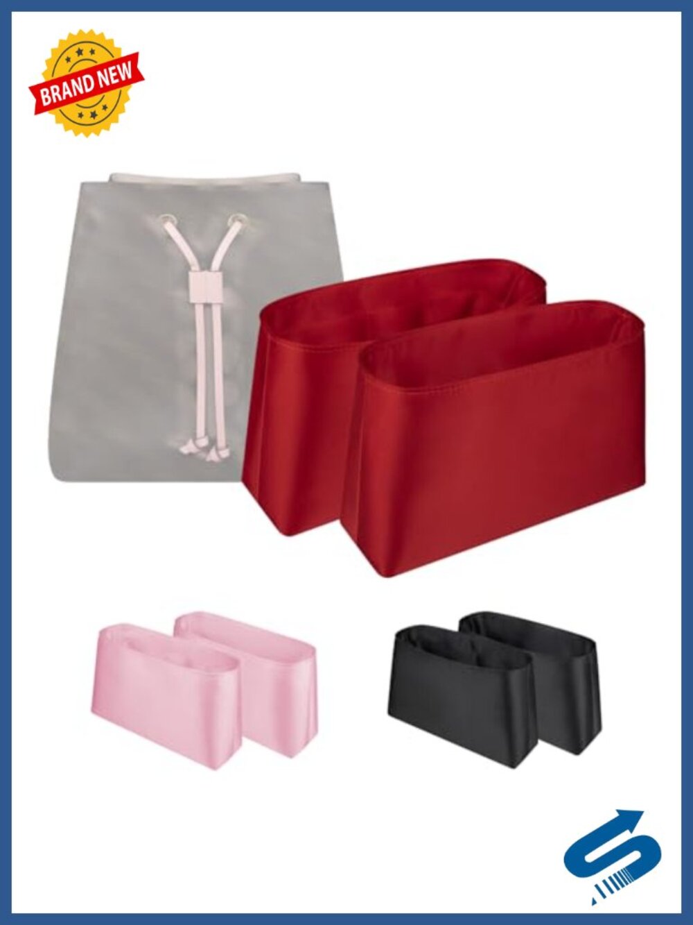 Satin Handbag Organizer Insert for Neonoe MM Multiple Compartments